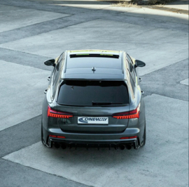Oneway Achterbumperskirt (Diffuser) passend voor Audi A6 S-Line/S6 C8 (Sedan/Avant) 2018- - Glanzend zwart