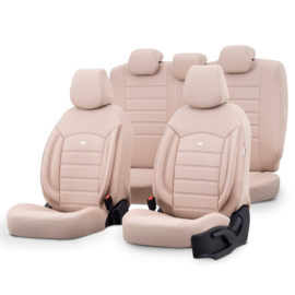 Universele Volleder Stoelhoezenset 'Inspire' Crème - 11-delig - geschikt voor Side-Airbags