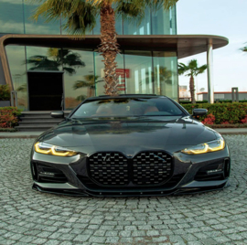 Oneway Voorspoilerlip passend voor BMW 4-Serie G22/G23 Coupe/Cabrio M-Pack 2020-2024 & Facelift 2024- - Glanzend zwart