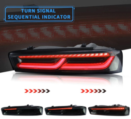 VLAND LED-achterlichten voor Chevrolet Camaro 2016-2018 met sequentiële richtingaanwijzer (rood) Kleur: Gerookt
