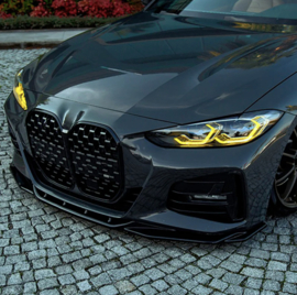 Oneway Voorspoilerlip passend voor BMW 4-Serie G22/G23 Coupe/Cabrio M-Pack 2020-2024 & Facelift 2024- - Glanzend zwart