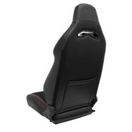 Sportstoel 'VGR Premium' - Zwart Leder & Alcantara + Rode stiksels - Dubbelzijdig verstelbare rugleuning - incl. sledes