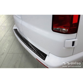Zwart RVS Achterbumperprotector passend voor VW Transporter T5 2003-2015 (alle) & T6 2015- / FL 2019- (met achterdeuren) 'XL' 'Ribs'