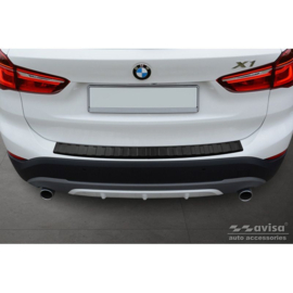 Matzwart RVS Achterbumperprotector passend voor BMW X1 (F48) 2015-2022 'Ribs'