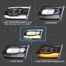 VLAND LED-koplampen voor 2009-2018 RAM 1500 2500 3500 Kleur (zijmarkering) Heldere reflector