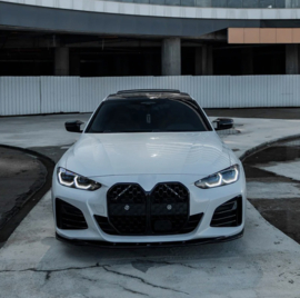 Oneway Voorspoilerlip passend voor BMW i4 G26 M-Pack 2021- & 4-Serie G26 M-Pack/M440i 2021- - Glanzend zwart