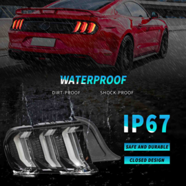 VLAND LED-achterlichten voor 2015-2023 Ford Mustang S550 met 5 standen richtingaanwijzer Kleur Wit (helder)