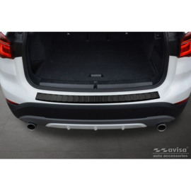 Matzwart RVS Achterbumperprotector passend voor BMW X1 (F48) 2015-2022 'Ribs'
