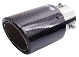 Simoni Racing Uitlaatsierstuk Rond/Schuin Glanzend-Carbon+RVS - Ø89xL170mm - Montage 38-63mm