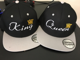 King & Queen Cap lichtgrijs/zwart (Kroon)