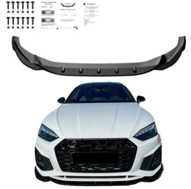 Oneway Voorspoilerlip passend voor Audi A5 S-Line/S5 F5 Facelift 2019- - Glanzend zwart
