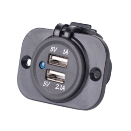 Inbouw USB Adapter 2xUSB 5V-2,1A&1A/Input 12V-24V