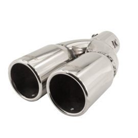 Simoni Racing Uitlaatsierstuk Dubbel Rond RVS - Ø76xL230mm - Montage ->61mm