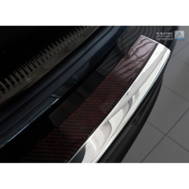 RVS Achterbumperprotector 'Deluxe' passend voor Audi Q5 2008-2016 Chroom/Rood-Zwart Carbon