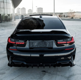 Oneway Achterbumperskirts (Hoeken) passend voor BMW 3-Serie G20/G21 M-Pack 2018-2022 - Glanzend zwart