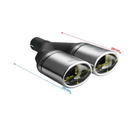 Ulter Sport Uitlaatsierstuk - Dubbel Ovaal 120x80mm - Lengte 250mm - Montage ->50mm - RVS