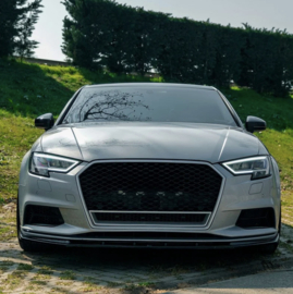 Oneway Voorspoilerlip passend voor Audi A3 (8V) Sedan Facelift 2016-2020 - Glanzend zwart