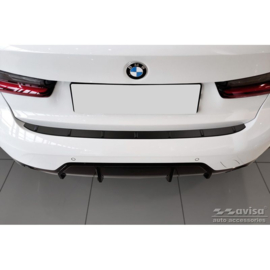 Matzwart RVS Achterbumperprotector passend voor BMW 3-Serie G20 Sedan M-Pakket 2019- 'Ribs'