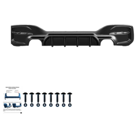 Oneway Achterbumperskirt (Diffuser) passend voor BMW 1-Serie F20/F21 Facelift M-Power 2015-2019 - Glanzend zwart