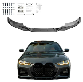 Oneway Voorspoilerlip passend voor BMW 4-Serie G22/G23 Coupe/Cabrio M-Pack 2020-2024 & Facelift 2024- - Glanzend zwart