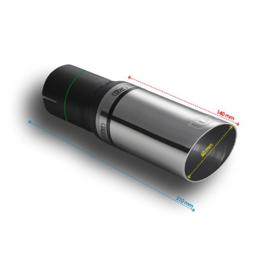 Ulter Sport Uitlaatsierstuk - Rond Ø60mm Schuin - Lengte 140mm - Montage ->50mm - RVS