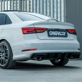 Oneway Achterbumperskirt (Diffuser) passend voor Audi S3 Sedan 8V 2013-2016 - Glanzend zwart