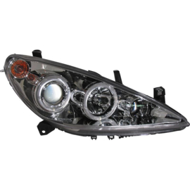 Set Koplampen passend voor Peugeot 307 2001-2005 - Chroom - incl. Angel-Eyes