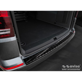 Zwart RVS Achterbumperprotector passend voor Volkswagen Caravelle T6 2015- & FL 2019- (met achterklep) 'Ribs'