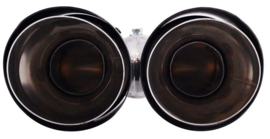 Simoni Racing Uitlaatsierstuk Dubbel Rechts Rond/Schuin RVS & Carbon - Ø102xL215-230mm - Montage ->40-63mm