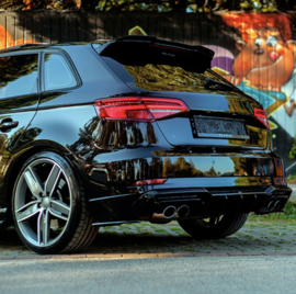 Oneway Achterbumperskirt (Diffuser) passend voor Audi S3 Sportback 8V Facelift 2016-2020 - Glanzend zwart