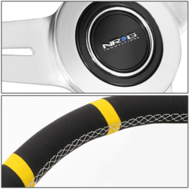 NRG Innovations Stuur 360mm/75mm Leer Zwart- Geel