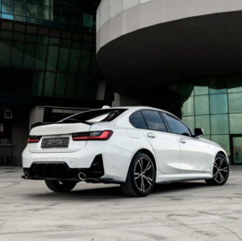 Oneway Achterbumperskirts (Hoeken) passend voor BMW 3-Serie G20/G21 M-Pack Facelift 2022- - Glanzend zwart