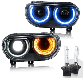 VLAND LED RGB-koplampen voor Dodge Challenger 2008-2014 Multi kleur veranderende koplampen Met HID-lampen