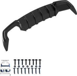 Oneway Achterbumperskirt (Diffuser) passend voor Audi A3 (8V) Sedan Facelift 2016-2020 (dubbele uitlaat L) - Glanzend zwart