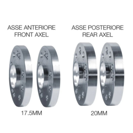 Simoni Racing Aluminium Spoorverbreder Set - 2x17,5mm(VA) - 2x20mm(AA) (Naaf 65,1mm) inclusief wielbouten - passend voor Alfa Romeo diversen