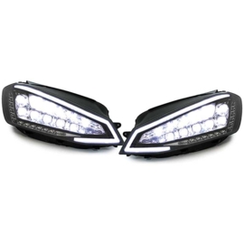 Set Koplampen Full-LED incl. DRL passend voor Volkswagen Golf VII 2012-2017 - Zwart - incl. Stelmotor