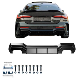 Oneway Achterbumperskirt (Diffuser) passend voor BMW 4-Serie G22/G23 Coupe/Cabrio M-Pack/M440i 2020-2024 & Facelift 2024- - Glanzend zwart