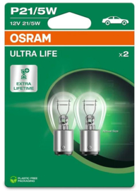 Osram Ultra Life Halogeen lampen - BAY15D - 12V/21-5W - set à 2 stuks