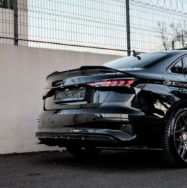 Oneway Achterbumperskirt (Diffuser) passend voor Audi A3 (8Y) Sedan/Sportback 2020-2024 excl. S-Line/S3/RS3 - Glanzend zwart