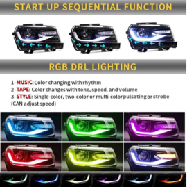 VLAND LED RGB-koplampen voor 2014 2015 Chevrolet Camaro Stijl: Dual Beam RGB-koplampen Accessoires: Met LED-lampen