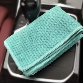 green waffle glass towel