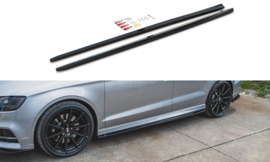 Maxton Design SIDESKIRTS DIFFUSERS V.2 AUDI S3 / A3 S-LINE SEDAN 8V FACELIFT Gloss Black