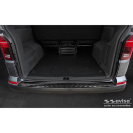 Zwart RVS Achterbumperprotector passend voor Volkswagen Caravelle T6 2015- & FL 2019- (met achterklep) 'Ribs'