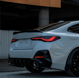 Oneway Achterbumperskirt (Diffuser) passend voor BMW 4-Serie G26 M-Pack/M440i 2021- (met ronde uitlaatsierstukken) - Glanzend zwart