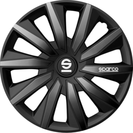 Sparco Wieldoppen Milano - 16-inch - Zwart/Grijs - Set van 4 stuks