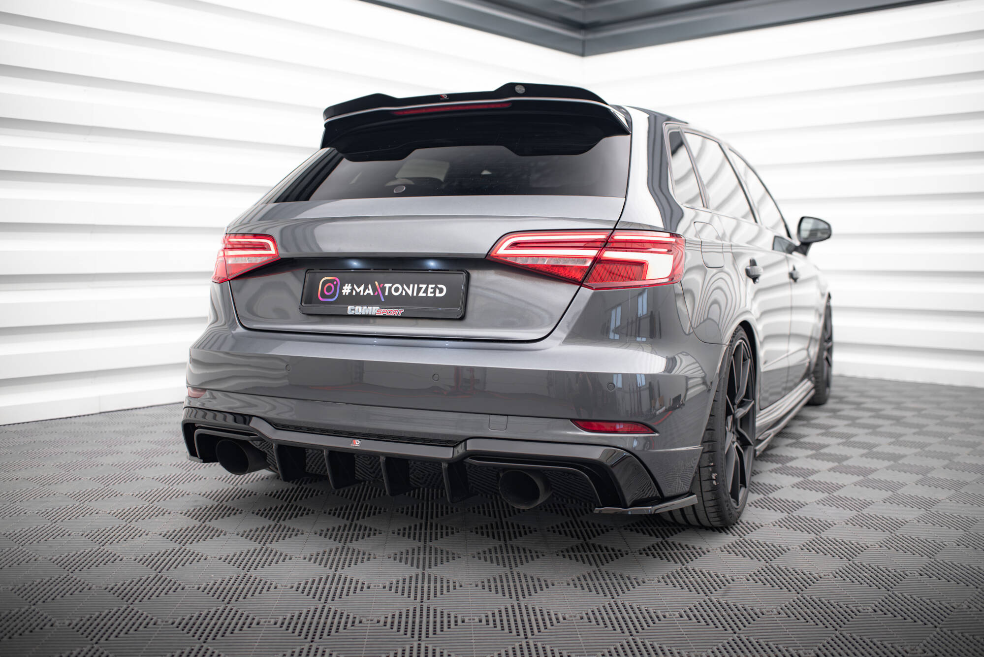 Maxton Design Achterspoiler Audi A3 S-Line Sportback 8V Facelift (uitvoering met enkele uitlaten aan beide zijden)