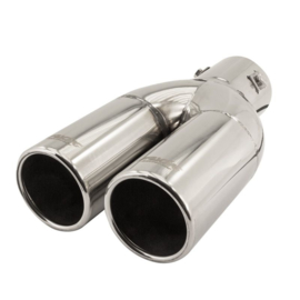 Simoni Racing Uitlaatsierstuk Dubbel Rond RVS - Ø63xL220mm - Montage ->60mm