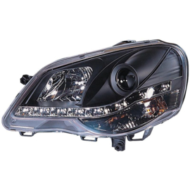 Set Koplampen DRL-Look passend voor Volkswagen Polo 9N2 2005-2009 - Zwart