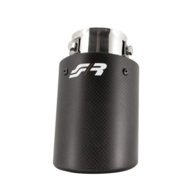 Simoni Racing Uitlaatsierstuk Rond/Schuin Mat-Carbon+RVS - Ø89xL155mm - Montage 36-60mm