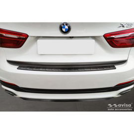 Zwart RVS Achterbumperprotector passend voor BMW X6 F16 2014-2019 'Ribs' excl. M-Pakket